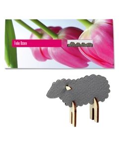 Karte mit Steckfigur Schaf als Lamm aus Filz und Holz Werbeartikel