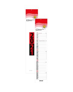 Streifenkalender bedrucken Trend Complete mit Kalendarium Rot