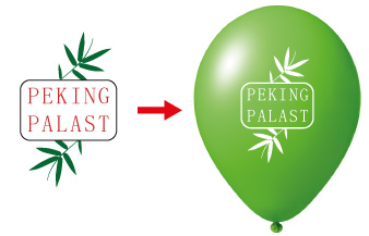 Bild von Logo mehrfarbig, Logo auf Luftballon einfarbig